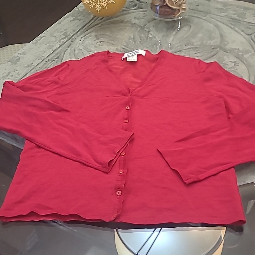 Muccardi women's fine silk pink cardigan sweater large